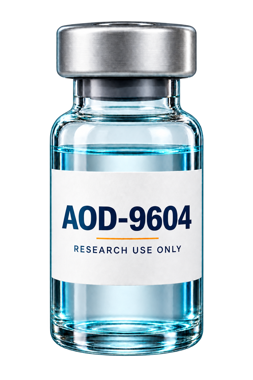 Generic laboratory vial labeled AOD-9604, research use only